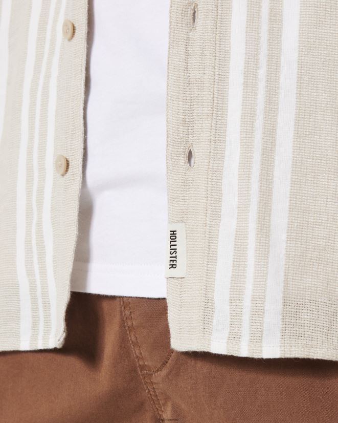 educación física Hollister camisa a rayas de manga corta raya bronceada 086N62841 hombres tapas