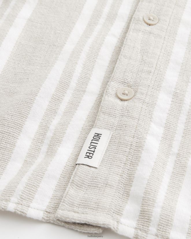 educación física Hollister camisa a rayas de manga corta raya bronceada 086N62841 hombres tapas