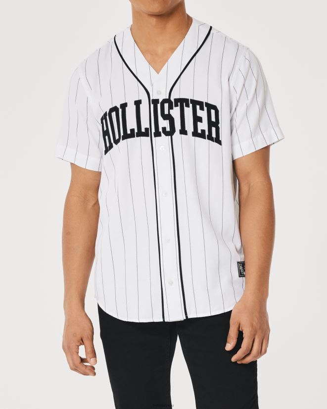educación física Hollister camisa de béisbol relajada blanco 086N62954 hombres tapas