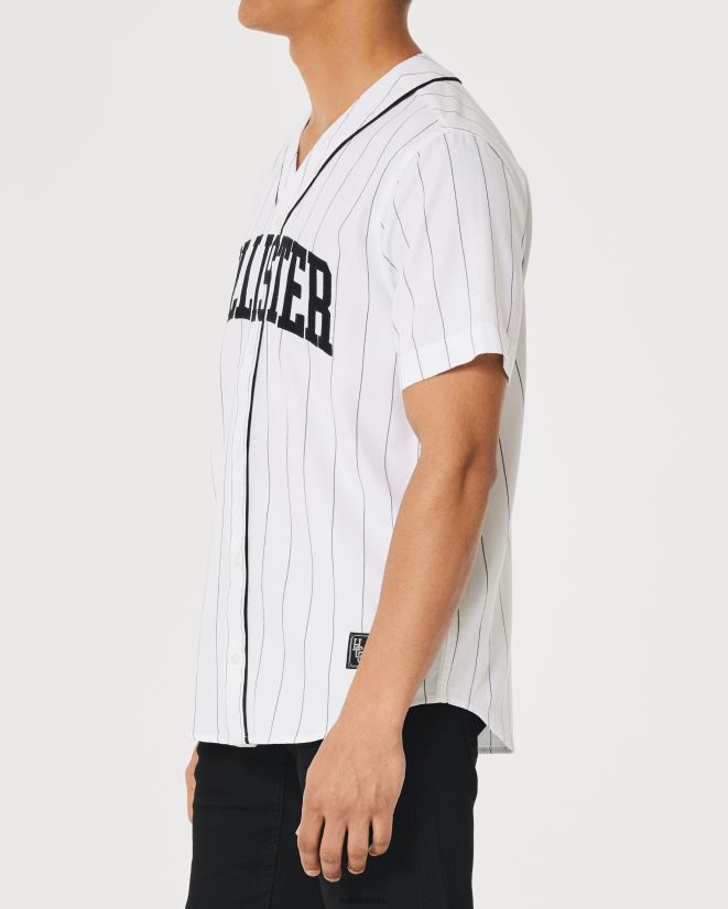 educación física Hollister camisa de béisbol relajada blanco 086N62954 hombres tapas