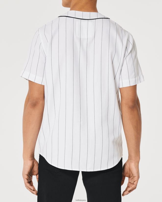 educación física Hollister camisa de béisbol relajada blanco 086N62954 hombres tapas
