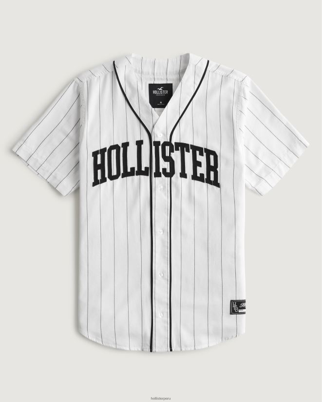 educación física Hollister camisa de béisbol relajada blanco 086N62954 hombres tapas