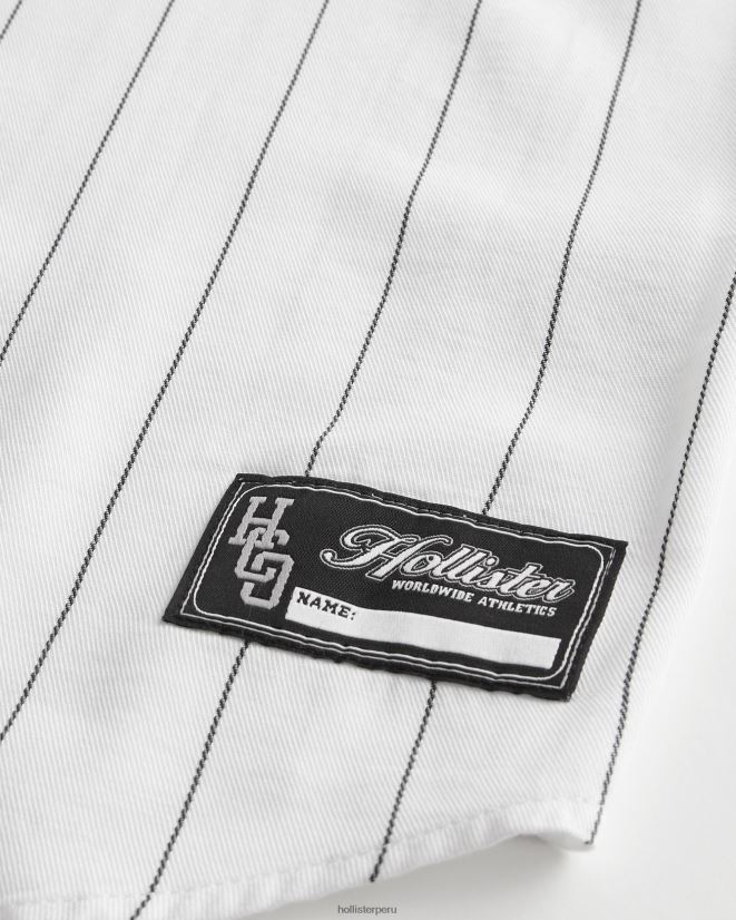 educación física Hollister camisa de béisbol relajada blanco 086N62954 hombres tapas