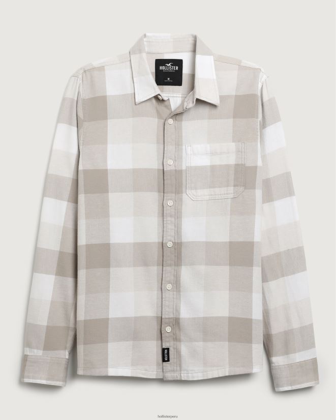 educación física Hollister camisa de franela con botones control de bronceado 086N621054 hombres tapas