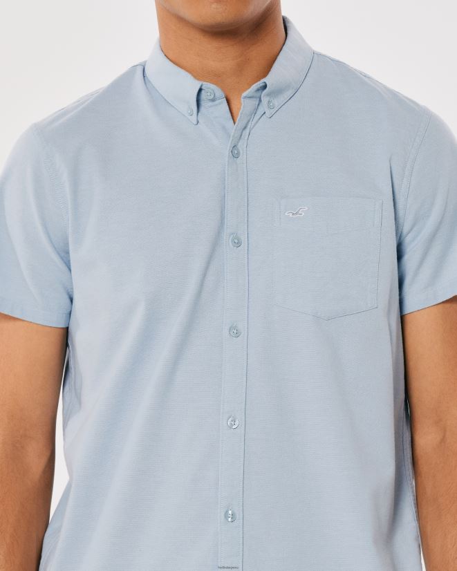 educación física Hollister camisa de manga corta azul claro 086N62987 hombres tapas