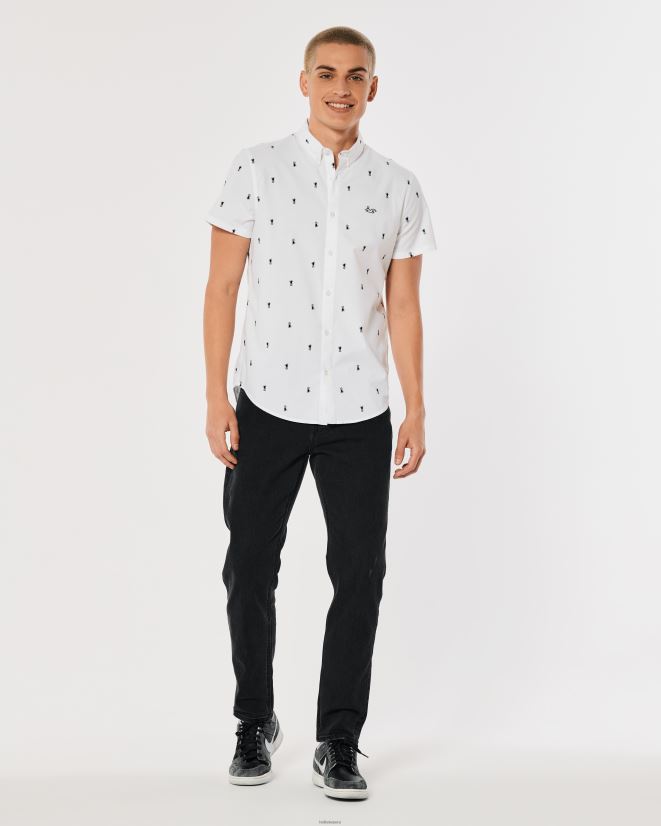 educación física Hollister camisa de manga corta con botones florales salvia floral 086N62824 hombres tapas