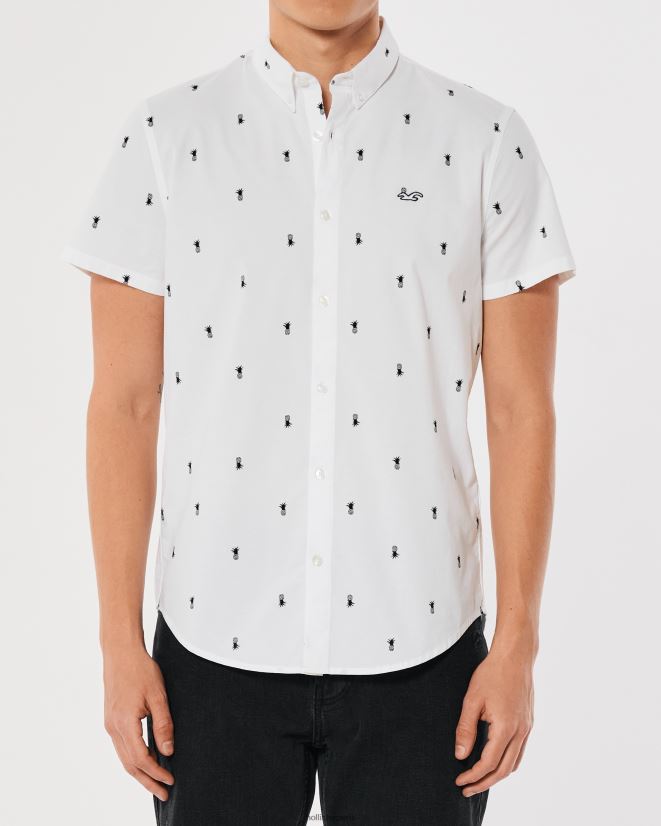 educación física Hollister camisa de manga corta con botones florales salvia floral 086N62824 hombres tapas
