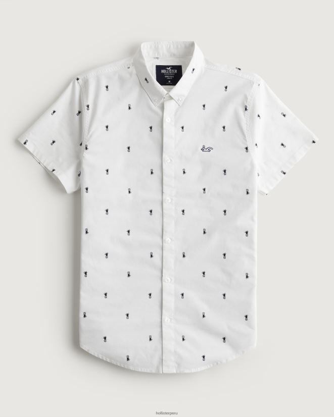 educación física Hollister camisa de manga corta con botones florales salvia floral 086N62824 hombres tapas