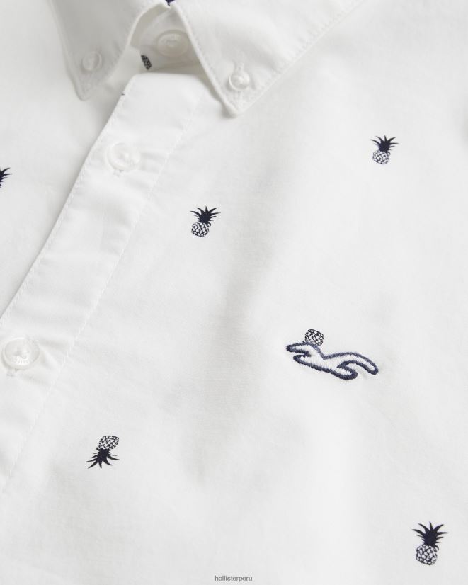 educación física Hollister camisa de manga corta con botones florales salvia floral 086N62824 hombres tapas