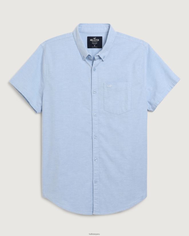 educación física Hollister camisa de manga corta con icono azul claro 086N62934 hombres tapas
