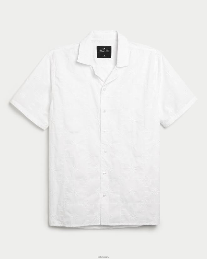 educación física Hollister camisa de manga corta con motivo texturizado blanco 086N62930 hombres tapas