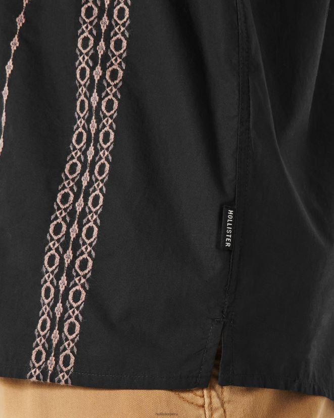 educación física Hollister camisa de manga corta con motivo texturizado raya negra 086N62883 hombres tapas