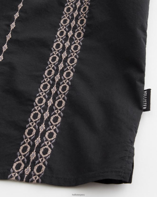 educación física Hollister camisa de manga corta con motivo texturizado raya negra 086N62883 hombres tapas
