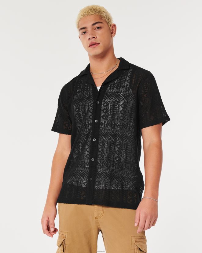 educación física Hollister camisa de manga corta con motivo texturizado sd negro/textura 086N62916 hombres tapas