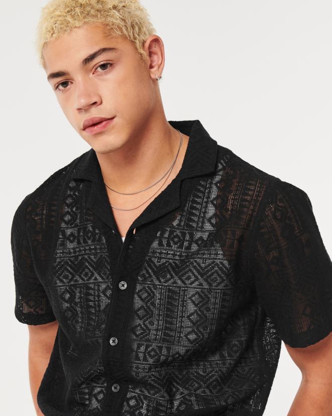 educación física Hollister camisa de manga corta con motivo texturizado sd negro/textura 086N62916 hombres tapas