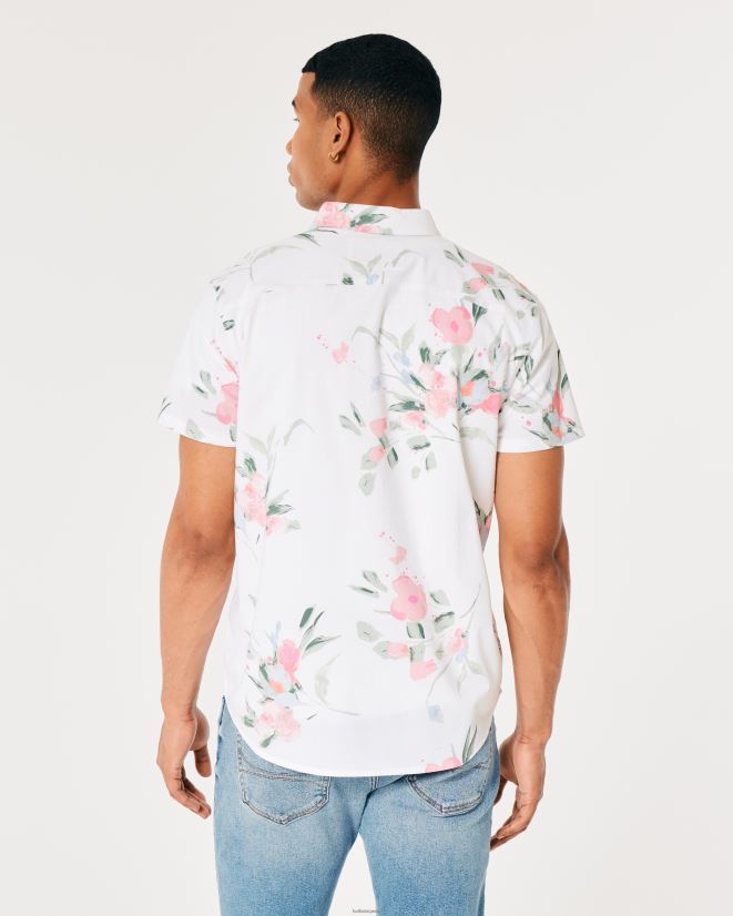 educación física Hollister camisa floral de manga corta flores blancas 086N62937 hombres tapas