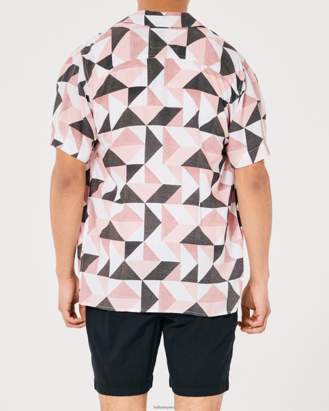 educación física Hollister camisa holgada de manga corta con estampado patrón rosa 086N621004 hombres tapas