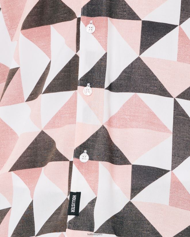 educación física Hollister camisa holgada de manga corta con estampado patrón rosa 086N621004 hombres tapas