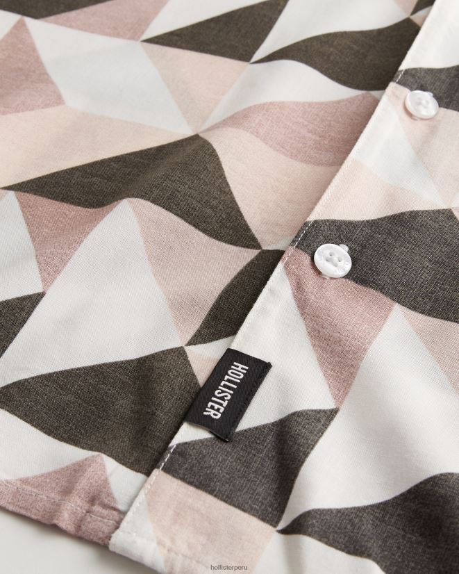 educación física Hollister camisa holgada de manga corta con estampado patrón rosa 086N621004 hombres tapas