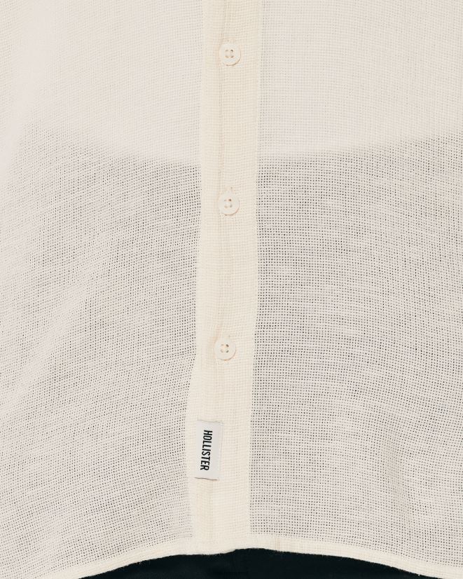 educación física Hollister camisa texturizada de manga corta blanquecino 086N62877 hombres tapas
