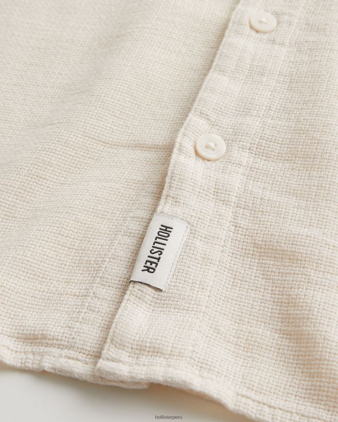 educación física Hollister camisa texturizada de manga corta blanquecino 086N62877 hombres tapas