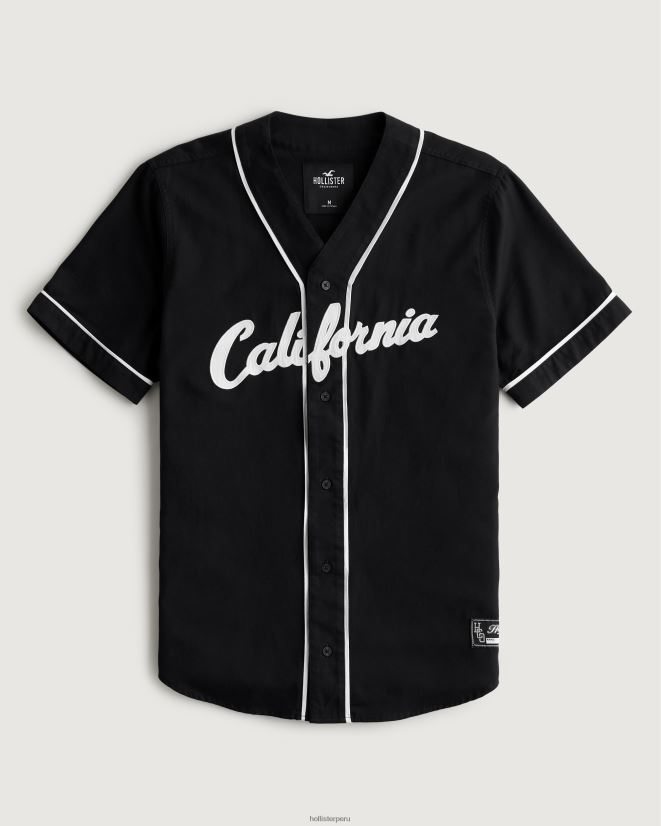educación física Hollister playera holgada de béisbol con gráfico negro 086N62938 hombres tapas