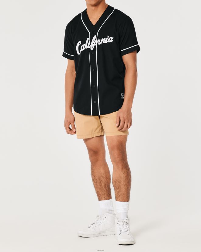 educación física Hollister playera holgada de béisbol con gráfico negro 086N62938 hombres tapas