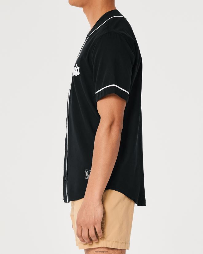 educación física Hollister playera holgada de béisbol con gráfico negro 086N62938 hombres tapas