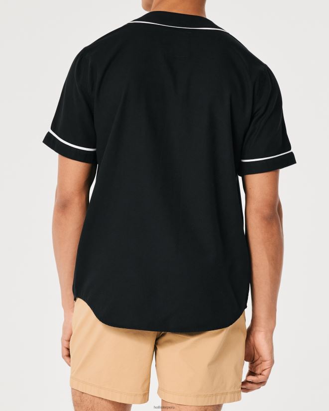 educación física Hollister playera holgada de béisbol con gráfico negro 086N62938 hombres tapas