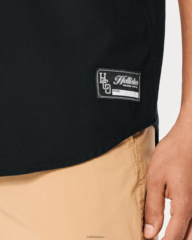 educación física Hollister playera holgada de béisbol con gráfico negro 086N62938 hombres tapas