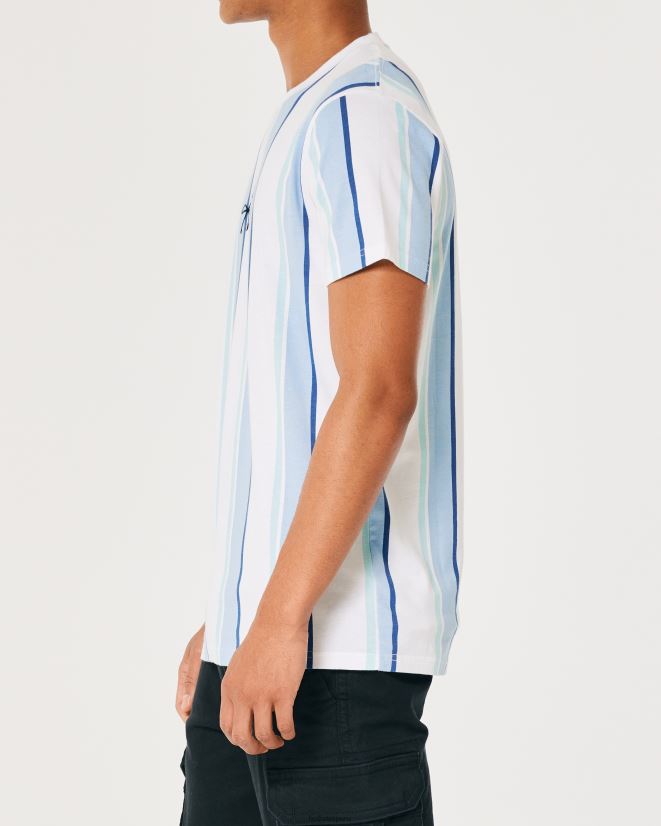 educación física Hollister camiseta a rayas con logo franja azul claro 086N621041 hombres tapas