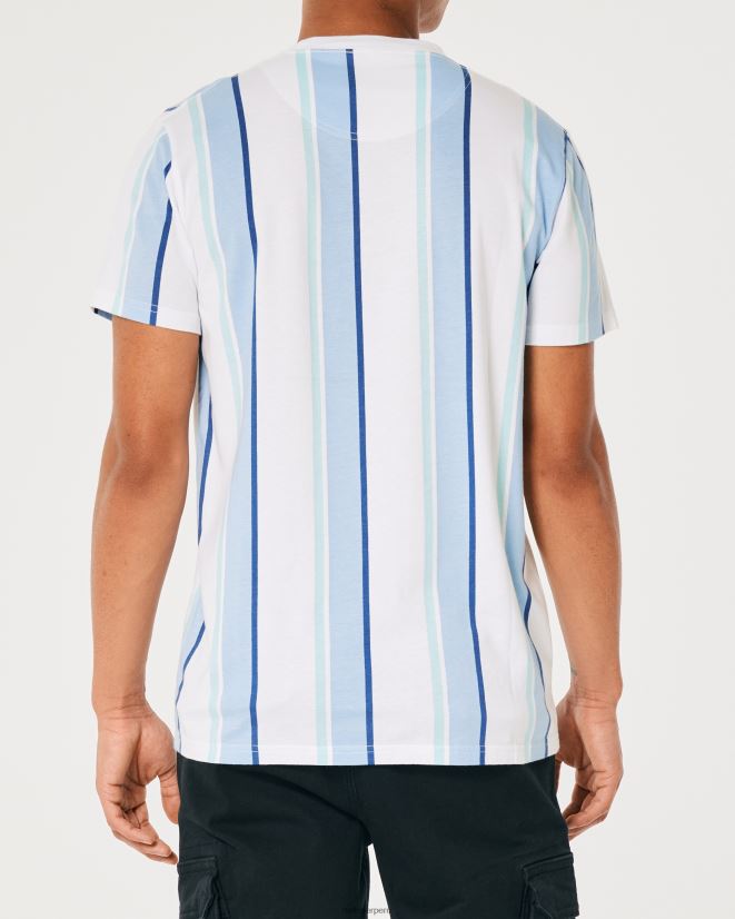 educación física Hollister camiseta a rayas con logo franja azul claro 086N621041 hombres tapas