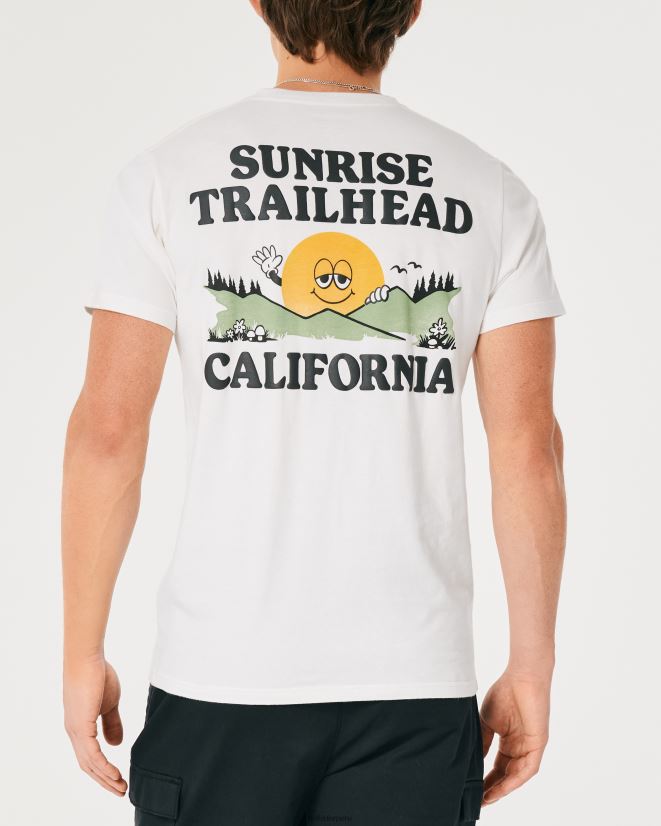 educación física Hollister camiseta con estampado del logo de sunrise trailhead blanquecino 086N621055 hombres tapas