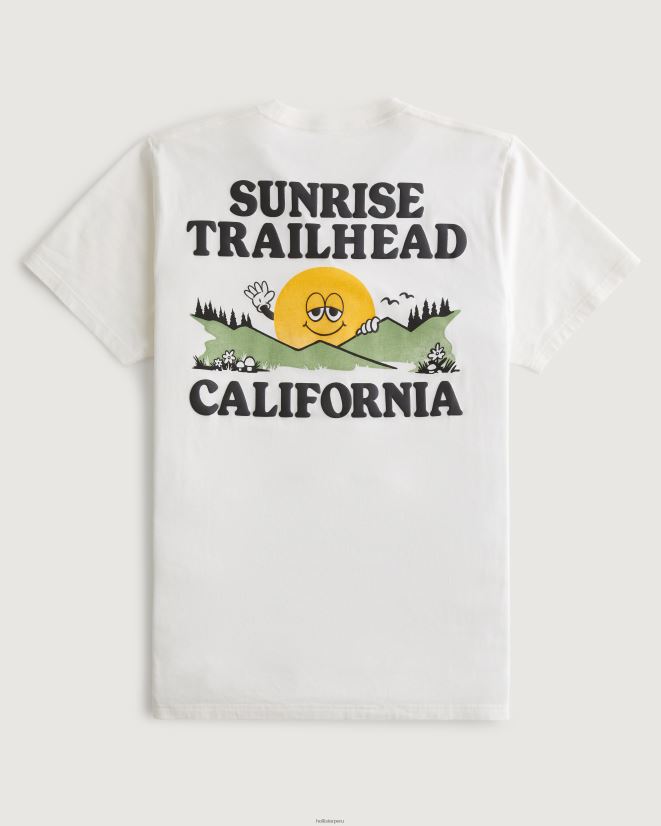 educación física Hollister camiseta con estampado del logo de sunrise trailhead blanquecino 086N621055 hombres tapas