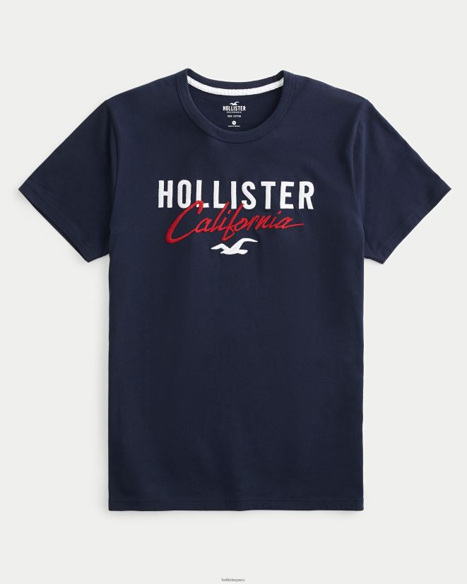 educación física Hollister camiseta con gráfico del logo Armada 086N62975 hombres tapas
