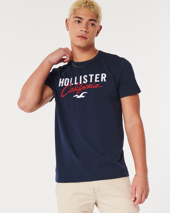 educación física Hollister camiseta con gráfico del logo Armada 086N62975 hombres tapas