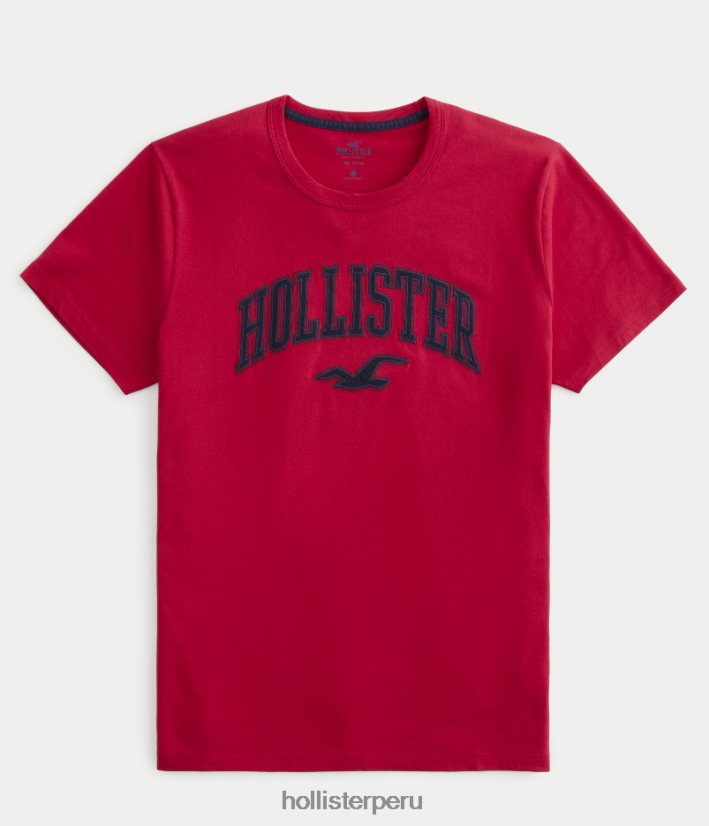 educación física Hollister camiseta con gráfico del logo del equipo universitario rojo 086N62947 hombres tapas
