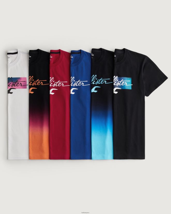educación física Hollister camiseta con gráfico del logo paquete de 6 multi 086N621042 hombres tapas
