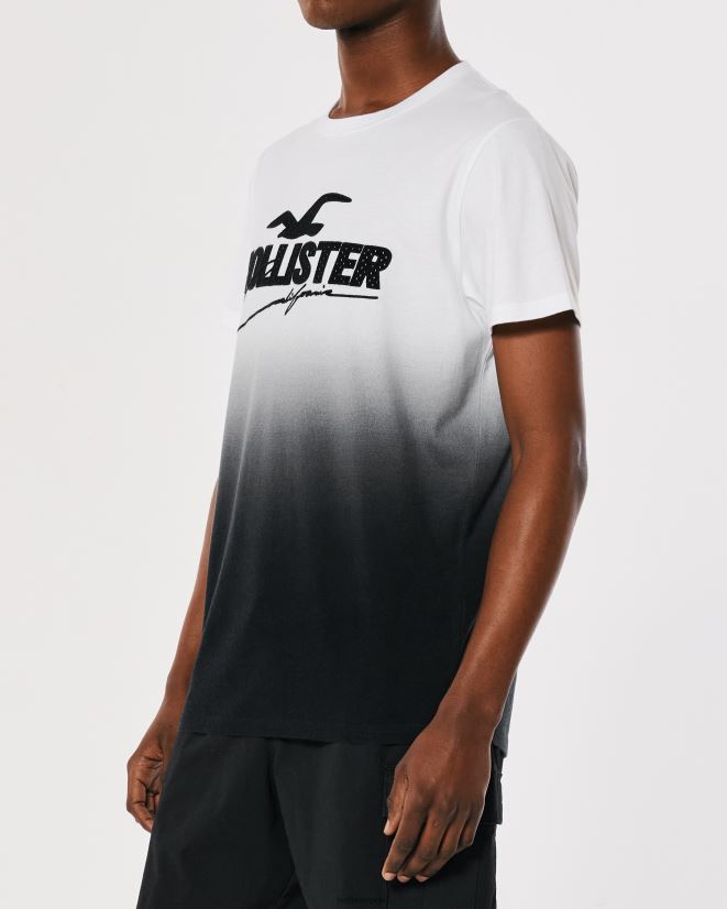 educación física Hollister camiseta con gráfico sombreado y aplique de logo de malla ombre de blanco a negro 086N62850 hombres tapas