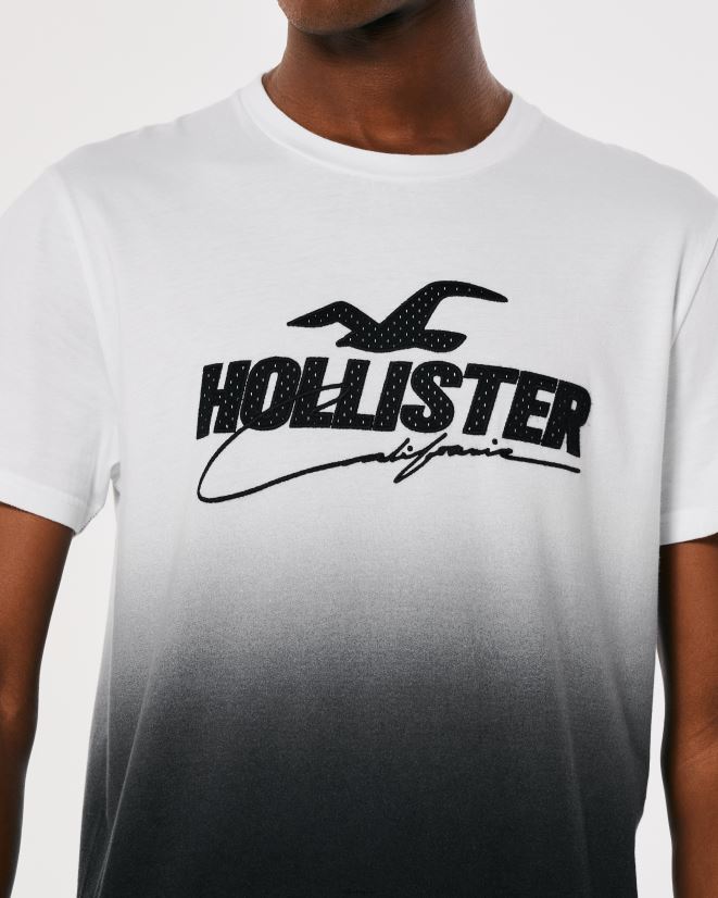 educación física Hollister camiseta con gráfico sombreado y aplique de logo de malla ombre de blanco a negro 086N62850 hombres tapas