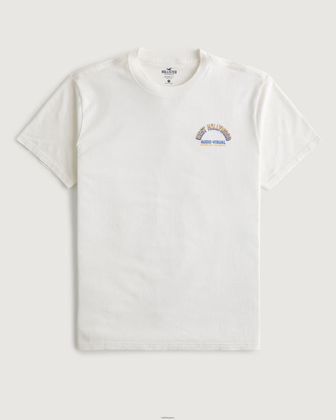 educación física Hollister camiseta gráfica audiovisual de West Hollywood blanquecino 086N621005 hombres tapas