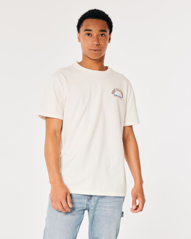 educación física Hollister camiseta gráfica audiovisual de West Hollywood blanquecino 086N621005 hombres tapas