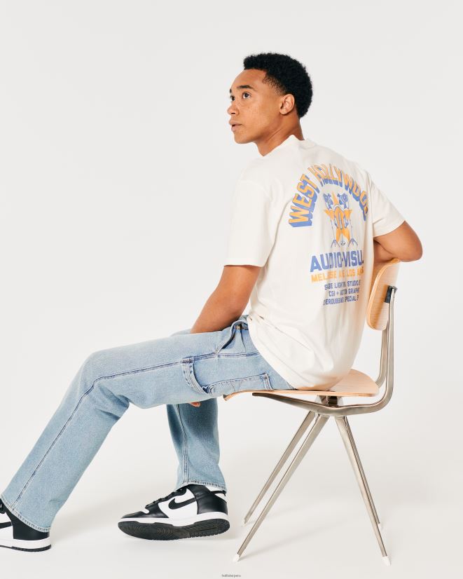 educación física Hollister camiseta gráfica audiovisual de West Hollywood blanquecino 086N621005 hombres tapas