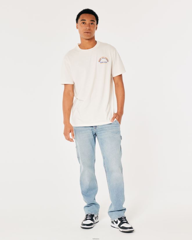 educación física Hollister camiseta gráfica audiovisual de West Hollywood blanquecino 086N621005 hombres tapas