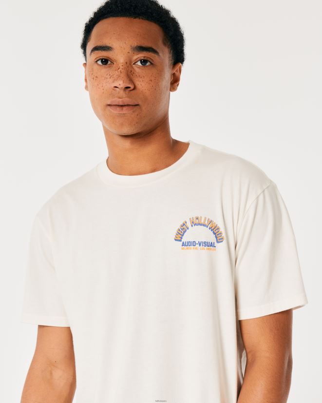 educación física Hollister camiseta gráfica audiovisual de West Hollywood blanquecino 086N621005 hombres tapas