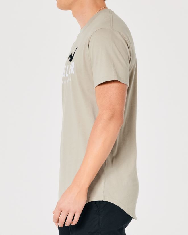 educación física Hollister camiseta gráfica con logo en el dobladillo redondeado broncearse 086N62868 hombres tapas