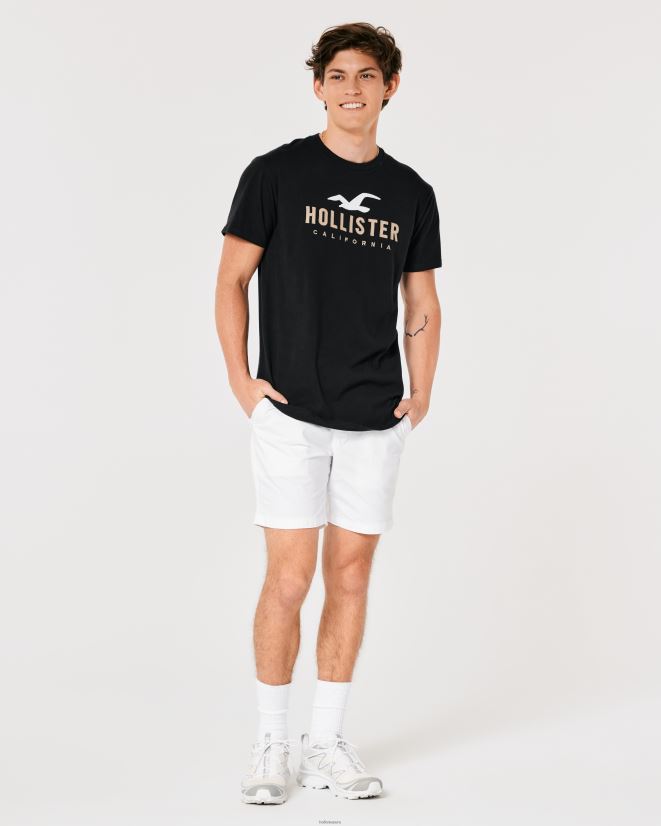 educación física Hollister camiseta gráfica con logo en el dobladillo redondeado negro 086N62862 hombres tapas