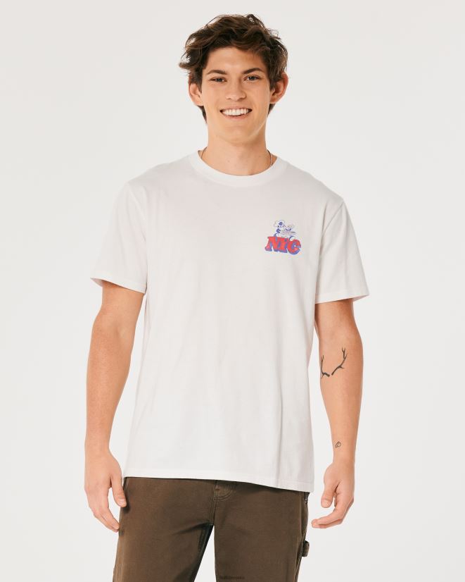 educación física Hollister camiseta gráfica de pizza de Nueva York blanquecino 086N62846 hombres tapas