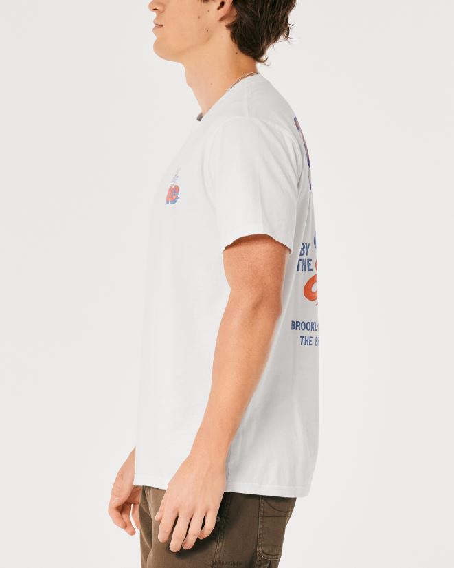 educación física Hollister camiseta gráfica de pizza de Nueva York blanquecino 086N62846 hombres tapas