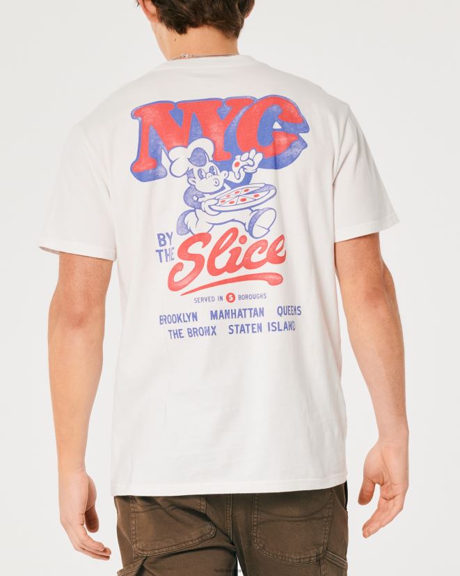 educación física Hollister camiseta gráfica de pizza de Nueva York blanquecino 086N62846 hombres tapas
